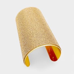Long Gold Wide Crystal Style Armor Cuff Bracelet